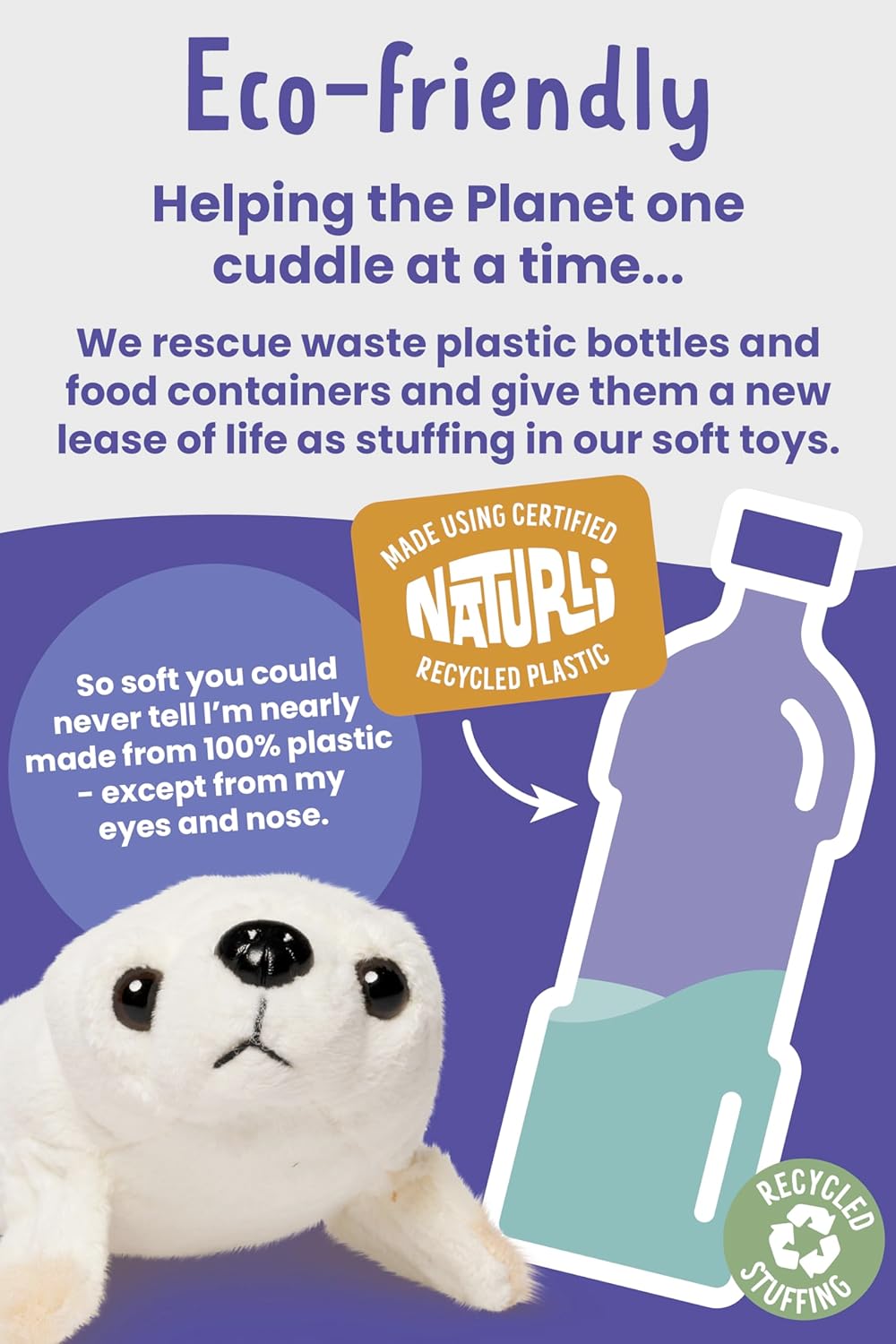 Living Nature SMOLS Seal Plush Toy | Soft Toy Gift For Kids | Naturli Eco-Friendly Plush