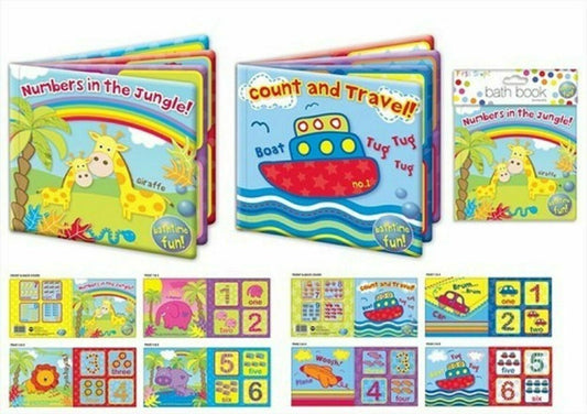 4 Baby Bath Book Waterproof Pvc Padded Floating Educational Fun Bath Book Set Time Toy Gift - London Direct Limited UK
