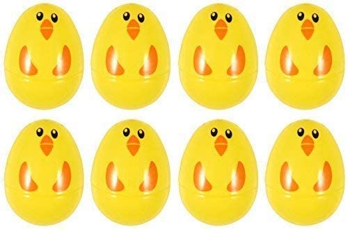 8 Yellow Easter Chick Fillable Plastic Surprise Eggs - Fill With Easter Hunt Gifts And Chocolate - London Direct Limited UK