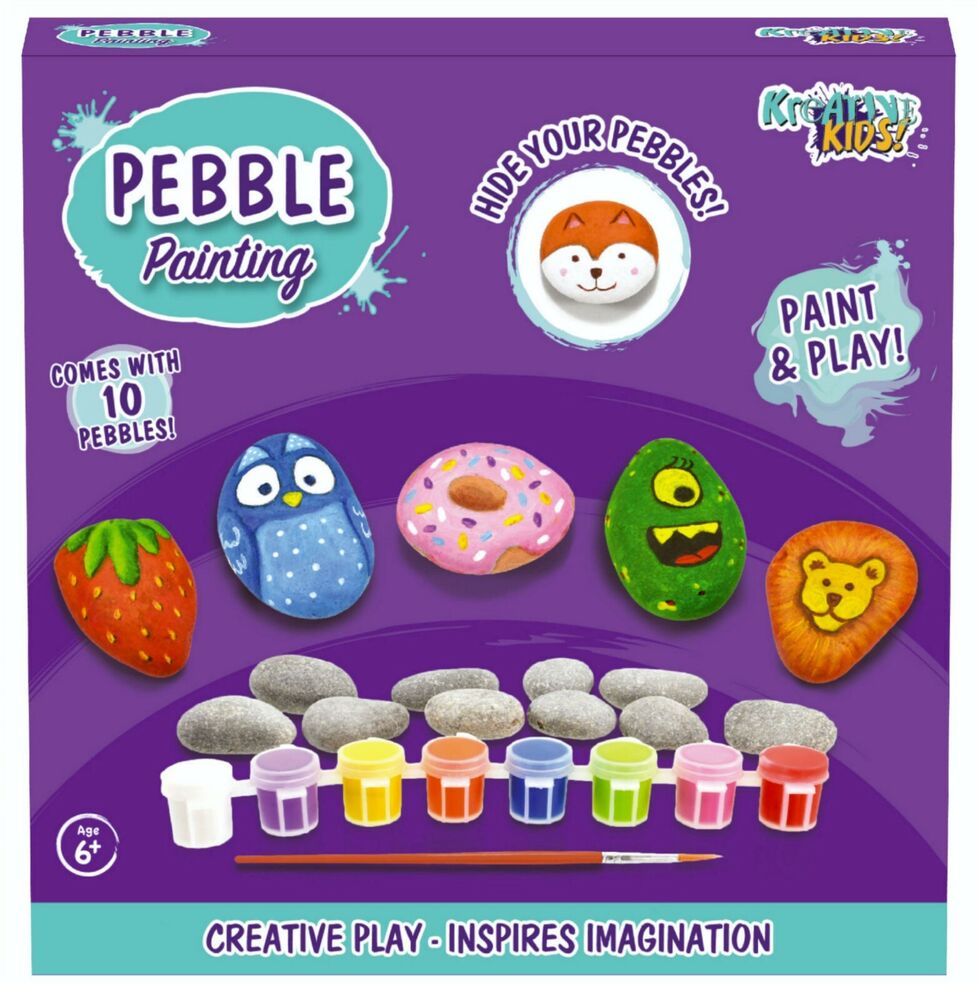 Children Kids Pebbles Painting Set Art & Craft Paint Your Own Pebbles Kit Gift