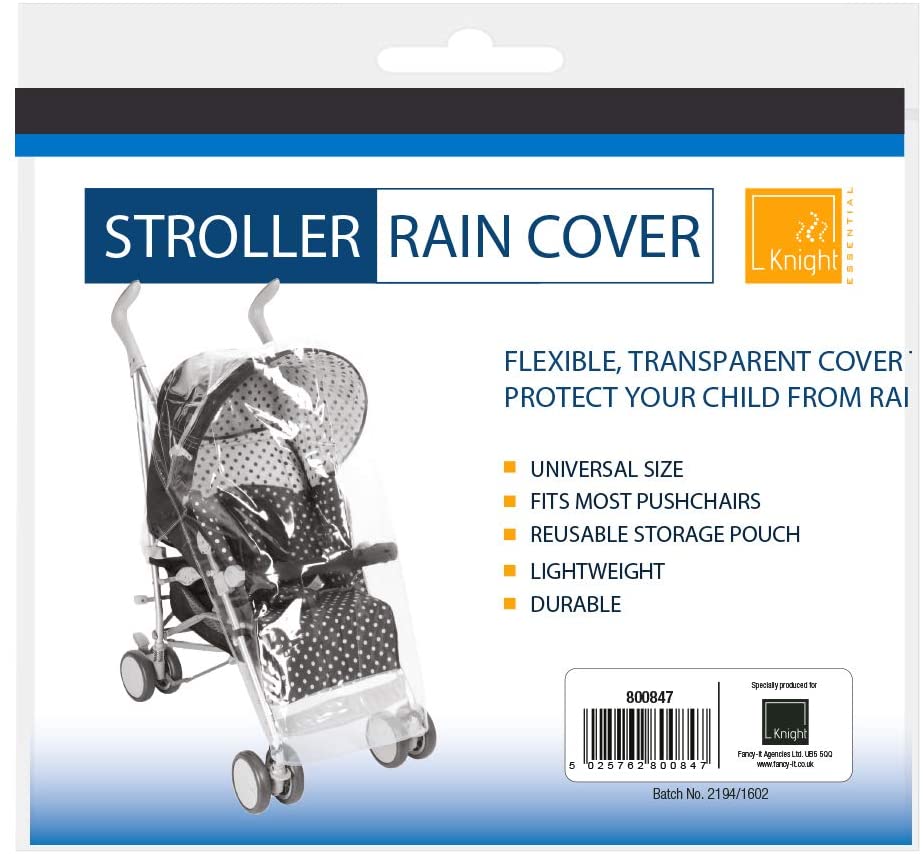 KNIGHT Rain Cover for Stroller Pushchair Buggy, Waterproof, Universal Size - Transparent - London Direct Limited UK